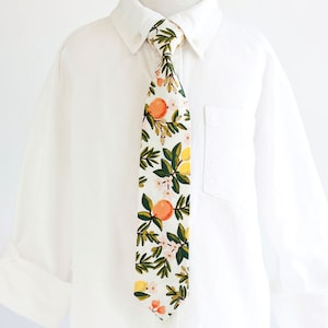 Necktie, Neckties, Boys Tie, Baby Tie, Baby Necktie, Wedding Ties, Ring Bearer, Floral Tie, Rifle Paper Co - Citrus Floral In Cream