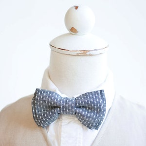 Bow Tie, Boys Bow Tie, Bow Ties, Baby Bow Ties, Bowtie, Bowties, Ring Bearer, Bow ties For Boys, Ties, Christmas Indigo Chambray Dot image 1