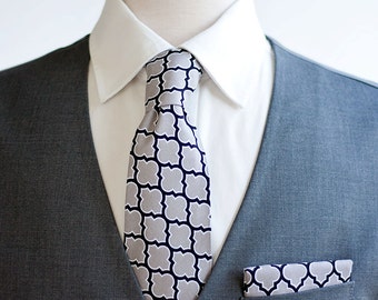 Necktie, Neckties, Mens Necktie, Neck Tie, Mens Necktie, Groomsmen Necktie, Ties, Tie, Groomsmen Gift, Wedding Neckties - Grey Lattice