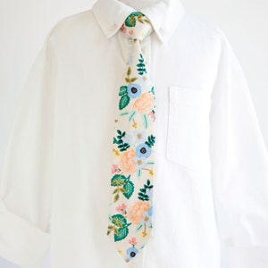 Necktie, Neckties, Boys Tie, Baby Tie, Baby Necktie, Wedding Ties, Ring Bearer, Floral Tie, Rifle Paper Co Birch Floral In Blush image 1