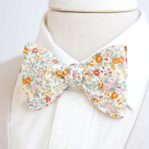 Bow Ties, Bow Tie, Bowties, Mens Bow Ties, Freestyle Bow Ties, Self-Tie Bow Ties, Groomsmen Ties, Yellow Floral, Yellow - Bouquet in Summer
