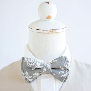 Papillon, Papillon, Cravatte a prua, cravatte per ragazzi, fioc, inchino ad anello, cravatte per archi da sposa, fucile di carta, papillon floreale, grigio - toile grigia