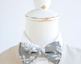 Bow Tie, Bow Ties, Boys Bow Ties, Baby Bow Ties, Bowties, Ring Bearer, Wedding Bow Ties, Rifle Paper Co, Floral Bow Tie, Gray - Gray Toile