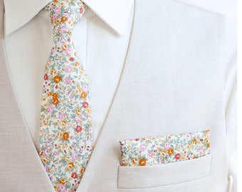 Cravate, Cravates, Cravate pour homme, Cravate, Cravates à fleurs, Cravate pour garçons d'honneur, Cravates, Mariage, Cravate à fleurs jaunes, Cravate - Bouquet en été