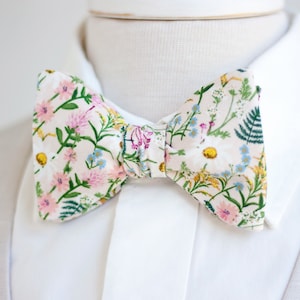 Bow Ties, Bow Tie, Bowties, Mens Bow Ties, Freestyle Bow Ties, Self-Tie Bow Ties, Rifle Paper Co, Ties - Wildflowers In Pink