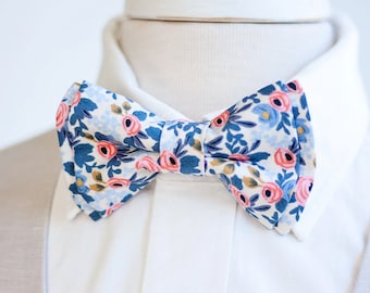 Bow Tie, Mens Bow Tie, Bowtie, Bowties, Bow Ties, Groomsmen Bow Ties, Wedding Bowties, Ties, Rifle Paper Co - Rosa In Periwinkle