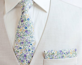 Necktie, Neckties, Mens Necktie, Neck Tie, Floral Neckties, Groomsmen Necktie, Ties, Wedding, Purple Floral Bow Tie, Tie - Bouquet In Purple