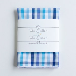 Pocket Square, Handkerchief, Mens Pocket Square, Boys Pocket Square, Wedding Pocket Squares - Navy, Aqua, And Purple Madras Plaid