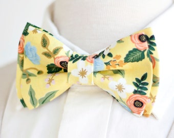 Bow Tie, Mens Bow Tie, Bowtie, Bowties, Bow, Bowties, Groomsmen Bow Ties, Floral Bow Ties, Rifle Paper Co - Birch Floral In Yellow