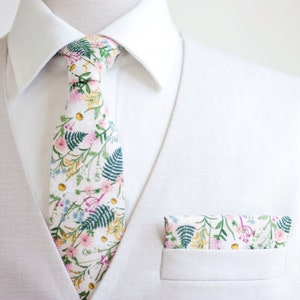 Necktie, Neckties, Mens Necktie, Neck Tie, Floral Neckties, Groomsmen Necktie, Groomsmen Gift, Rifle Paper Co - Wildflowers In Pink