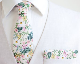 Necktie, Neckties, Mens Necktie, Neck Tie, Floral Neckties, Groomsmen Necktie, Groomsmen Gift, Rifle Paper Co - Wildflowers In Pink