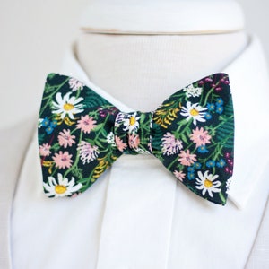 Bow Ties, Bow Tie, Bowties, Mens Bow Ties, Freestyle Bow Ties, Self-Tie Bow Ties, Rifle Paper Co, Ties - Wildflowers In Hunter