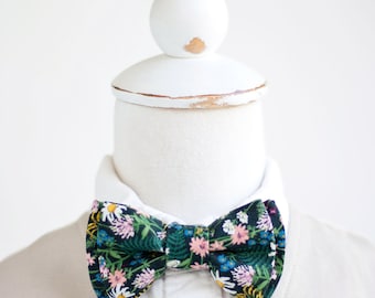 Bow Tie, Bow Ties, Boys Bow Ties, Baby Bow Ties, Bowties, Ring Bearer, Wedding Bow Ties, Rifle Paper Co - Wildflowers In Hunter