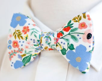 Bow Ties, Bow Tie, Bowties, Mens Bow Ties, Freestyle Bow Ties, Self-Tie Bow Ties, Rifle Paper Co, Ties - Wild Rose In Cream Metallic