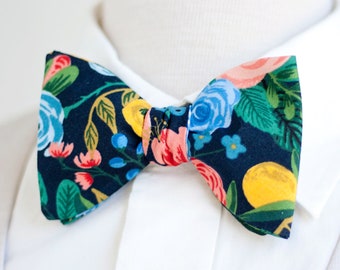Bow Ties, Bow Tie, Bowties, Mens Bow Ties, Freestyle Bow Ties, Self-Tie Bow Ties, Rifle Paper Co, Ties - Garden Party In Navy