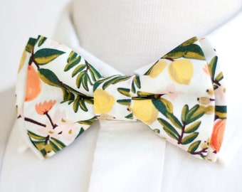 Bow Tie, Mens Bow Tie, Bowtie, Bowties, Bow, Bowties, Groomsmen Bow Ties, Floral Bow Ties, Rifle Paper Co - Citrus Floral In Cream