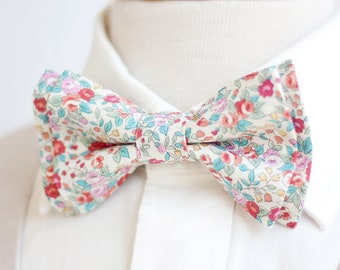 Bow Tie, Mens Bow Tie, Bowtie, Bowties, Bow Ties, Groomsmen Bow Ties, Wedding Bowties, Floral Bow Tie, Red, Coral - Bouquet In Blossom