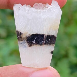 Banded Quartz Agate  – Unique Black & White Stone, Artisan Cab for Jewelry Making