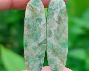 Indonesian Jade Gemstone Pair (32x10x4 mm)