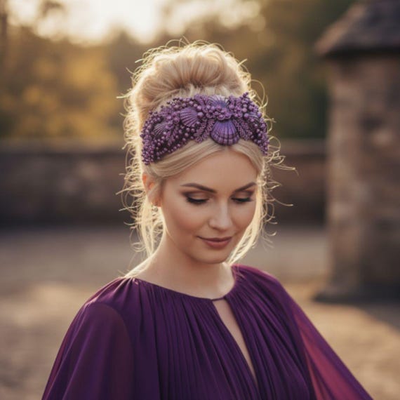 Elegant Floral Pearl and Purple Hair Accessory Amazon.com : PRETTYLIFE Purple Flower Hair Clips Bridal  main image 2