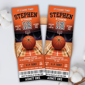 Basketball-Geburtstagseinladung, VIP-Spielzeit-Party, Basketballplatz-Design, personalisierte Sporteinladung, Basketball-Party-Karte laden ein