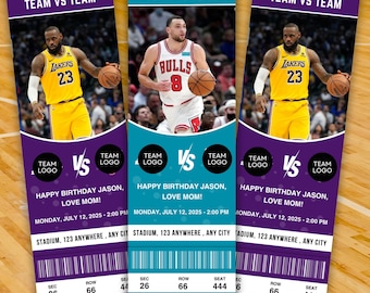 Regalo personalizado de entrada de la NBA, recuerdo deportivo personalizado, descarga instantánea - PM0220