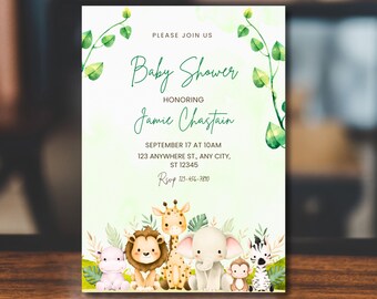 Wild One Baby Shower Invitation, Safari Baby Shower, Wild One Jungle Baby Shower Invite, Gender Neutral, A Little Wild One is on the Way