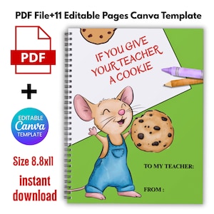 If You Give Your Teacher a Cookie Teacher Appreciation Gift, End of Year Teacher Gifts Book Template Gift Mouse a Cookie Book CANVA Editable