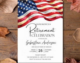Retirement Celebration Invitation, Retirement Party Invite, Honoring Years of Service, Invitation Template, Elegant Party, Canva Template