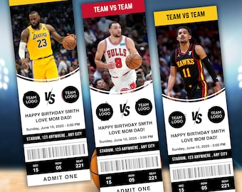 Plantilla personalizada para entradas de partidos de baloncesto: Regalo sorpresa de la NBA, descarga digital - PM0210
