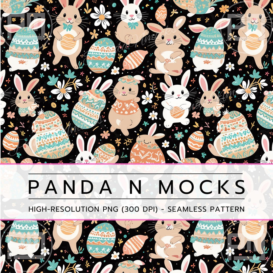 Easter Bunny Seamless Pattern PNG | Cute Boho Rabbit & Egg Digital ...