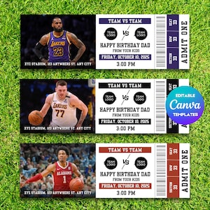 Custom Basketball Tickets, NBA Tickets, Basketball Surprise Ticket, NBA Custom Tickets, Basketball Gift Ticket, Sports Tickets