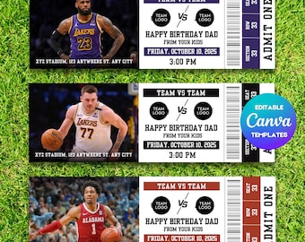 Entradas personalizadas para baloncesto, Entradas para la NBA, Entrada sorpresa para baloncesto, Entrada de regalo para baloncesto, Entradas deportivas - PM0003