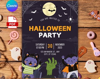 Halloween Party Invitation, Halloween Party Invite, Halloween Invitation, Editable birthday Invitation, Costume party - PM0063