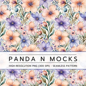 Floral Watercolor Seamless Pattern | Digital Download | Pastel Flowers | Seamless Floral Print for Fabric, Paper Crafts, and DIY