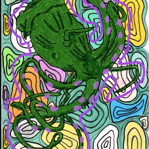 vykort - octopus plant