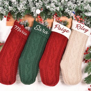Personalized Family Christmas Stockings,Holiday Decor Gift,Knitted Stockings With Name,2025 Embroidered Christmas Stocking,Monogram Stocking