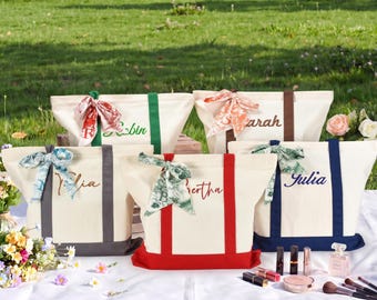 Custom Embroidered Tote Bag, Bridesmaid Gift,Beach Handbags, Canvas Tote Bag, Custom Text Tote, Bachelorette Gifts, School Bag, Gift for Her