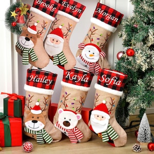 Medias navideñas personalizadas bordadas con nombre familiar (2025), medias navideñas familiares tejidas, regalos navideños