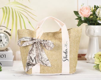 Benutzerdefinierte Strand Stroh Tasche, personalisierte Brautjungfer Geschenk
