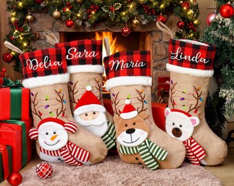 Personalized Family Christmas Stockings, Custom Christmas Stockings with name, Holiday Decor Gift, Christmas Stockings, Christmas Decor