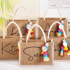 Monogram Tote Bag,Bridesmaid Gift Bag,Bachelorette Party Bags,Beach tote gift,Bridesmaid Burlap Bags Personalized,Bridesmaid Proposal Bags