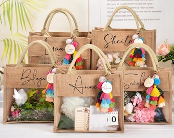 Bolsa de regalo personalizada, bolsas de dama de honor, bolsa de playa de regalo, regalos de dama de honor, recuerdo de despedida de soltera, bolsa de yute, regalo de fiesta nupcial, bolsa de agradecimiento