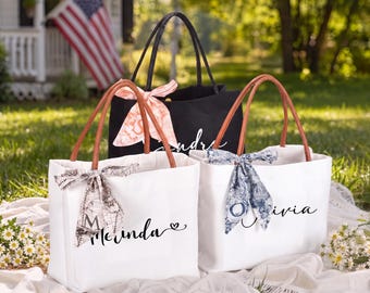 Personalized Bridesmaid Canvas Tote Bag: Bridal Party Gift