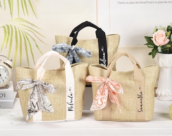 Custom Beach Straw Bag, Personalized Bridesmaid Tote, Bridal Shower Gift