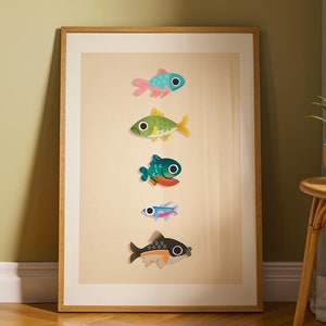 Impression inspirée de l'ACNH, illustration, poisson de rivière Animal Crossing, Animal Crossing New Horizons, cadeaux pour elle, vibrant, design dessiné à la main.