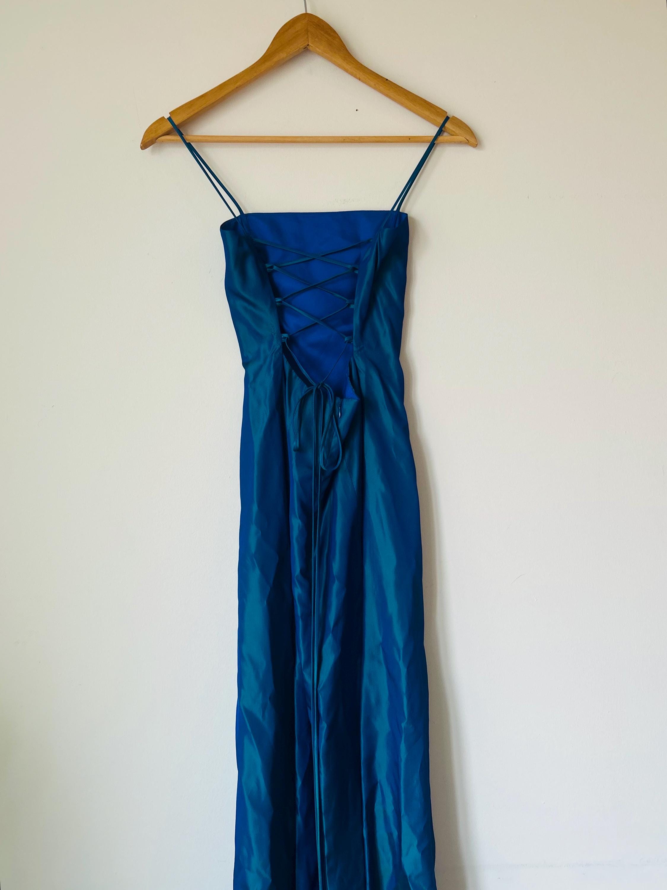 green emerald velvet dress 90s Metallic Prom Dress| Vintage Spaghetti strap lame optic statement –  Fashion and Fables main image 0