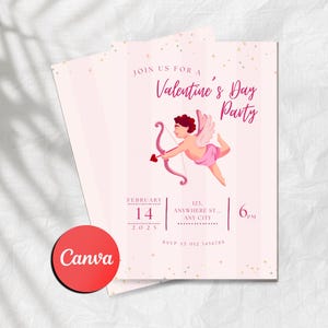 Faire-part Saint-Valentin, Saint-Valentin, Faire-part à une fête, Carton d'invitation numérique, Carton d'invitation modifiable, Faire-part Galentine