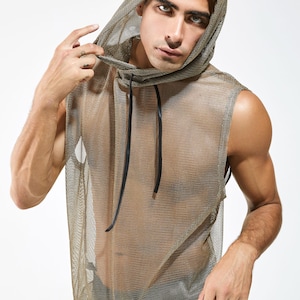 Hooded Tank Top for - DJ Performance Hoodie - Industrial Goth Top