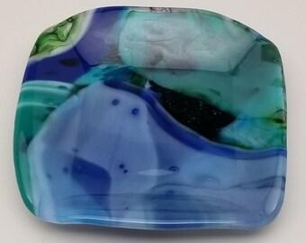 Fused Glass Dish, Square, Snack Dish, Candle Holder, Change Holder, Candy Dish, Dip Dish, Multicolored
